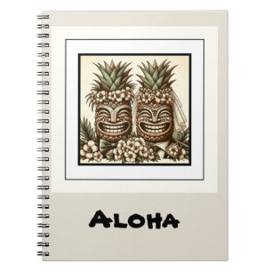 Carnet Deux mariés Tête de Tiki d'ananas gay Mariage rétr