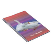 Carnet deux oies blanches sur fond de couleur. (Côté Droit)