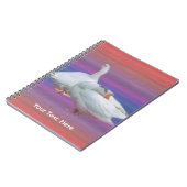 Carnet deux oies blanches sur fond de couleur. (Côté gauche)