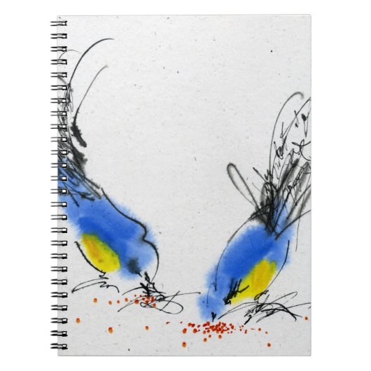 Carnet Deux petits titmouses picotant le grain. (Devant)
