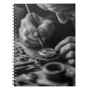 Carnet d'horlogerie noir blanc à mains précises