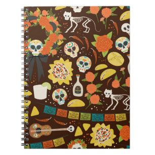 Carnet Dia De Los Muertos sans coutures motif
