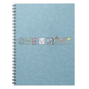 Carnet Diagramme de chimie et typographie bleu