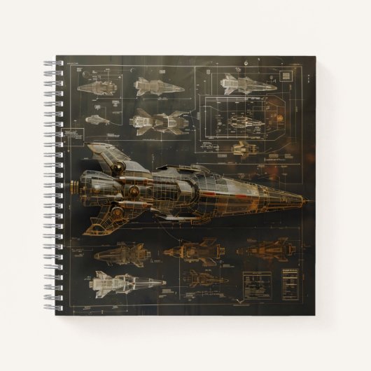 Carnet Diagramme noir du navire spatial (Devant)