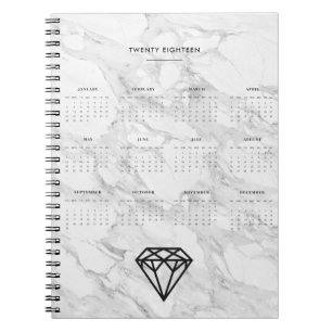 Carnet Diamant de 2018 calendriers avec du marbre