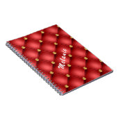 Carnet Diamant Doré Cuir Tufé Votre Nom De Texte Rouge (Côté Droit)