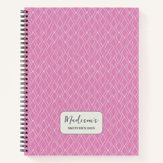 Carnet Diamant Motif Fuchsia rose Personnalisé (Devant)