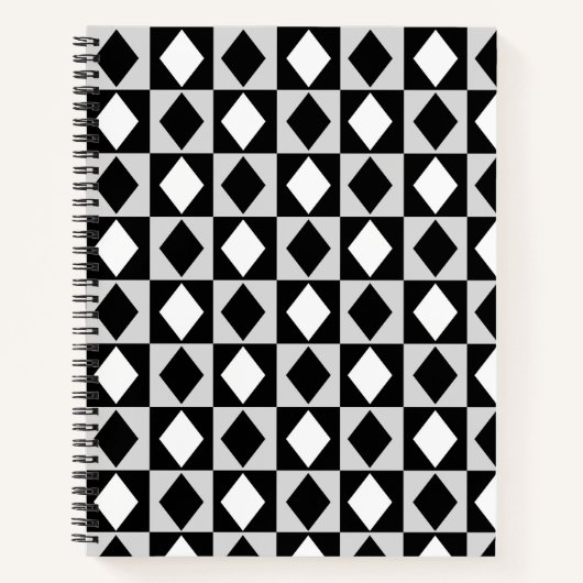 Carnet Diamant Rhombus blanc noir (Devant)
