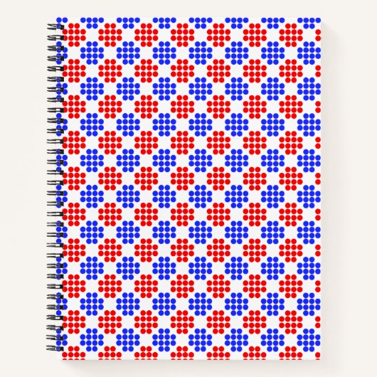 Carnet Diamants à pointes rouges bleus modernes sur blanc (Devant)