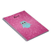 Carnet Diamants bling personnalisés de hibou de nom (Côté Droit)