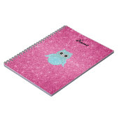 Carnet Diamants bling personnalisés de hibou de nom (Côté gauche)