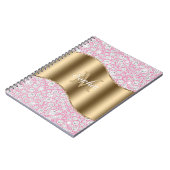 Carnet Diamants de Glam sur rose, Monogramme d'or, Nom du (Côté gauche)