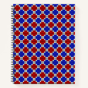 Carnet Diamants pointillés bleu rouge moderne sur noir no