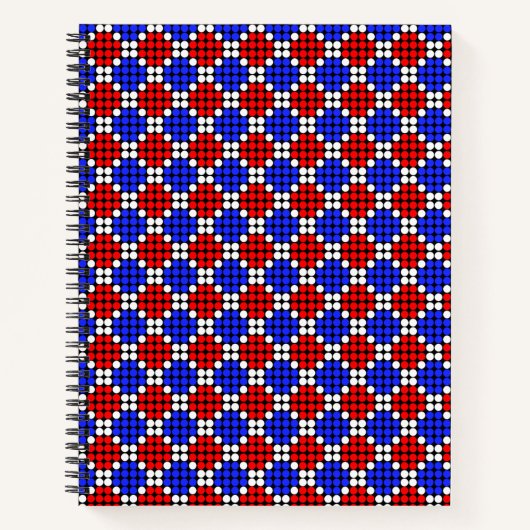 Carnet Diamants pointillés bleu rouge moderne sur noir no (Devant)