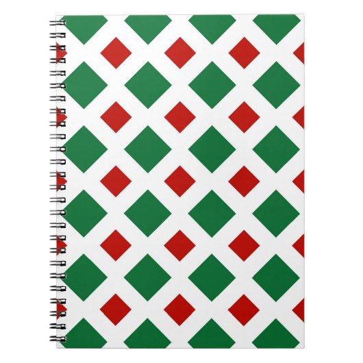 Carnet Diamants verts et rouges sur blanc (Devant)