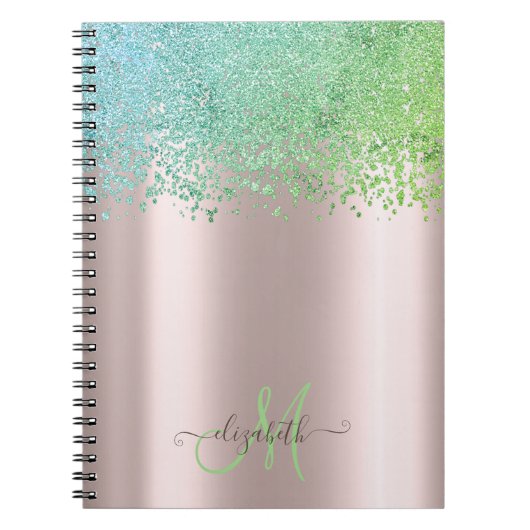 Carnet Diamants verts Monogramme Rose Or (Devant)