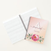 Carnet Diary monogramme rose or rose parties scintillant  (Intérieur)