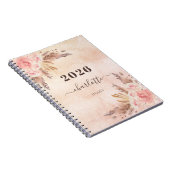 Carnet Diary pampas herbe rose or fleurons nom (Côté Droit)