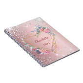 Carnet Diary rose floral argent nom de la parties scintil (Côté Droit)