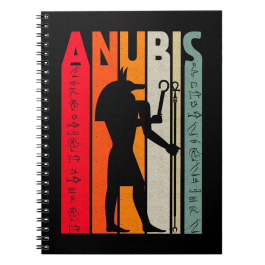 Carnet Dieu égyptien Anubis Retro Egypte Hiéroglyphes (Devant)