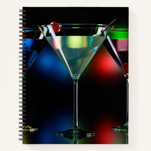 Carnet Différents cocktails dans des lunettes à martini é (Devant)