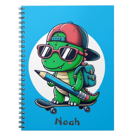 Carnet Dinosaur Skateboard personnalisable pour en (Devant)