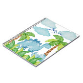 Carnet Dinosaure bleu nom de garçon personnalisé (Côté gauche)