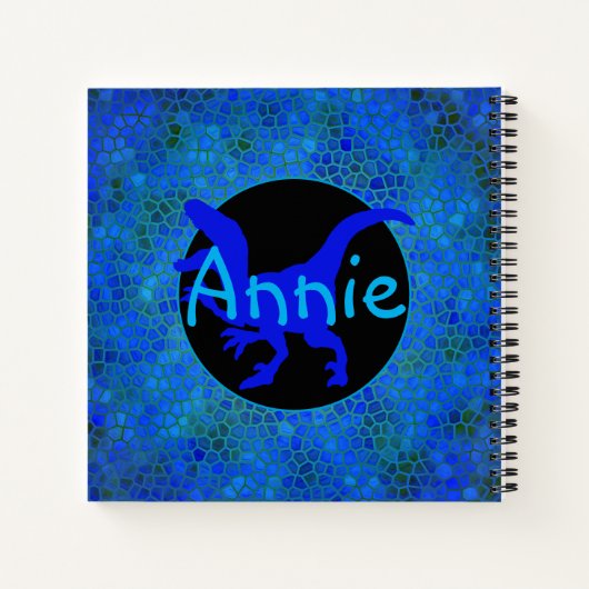 Carnet Dinosaure Bleu Personnalisé Caché (Dos)