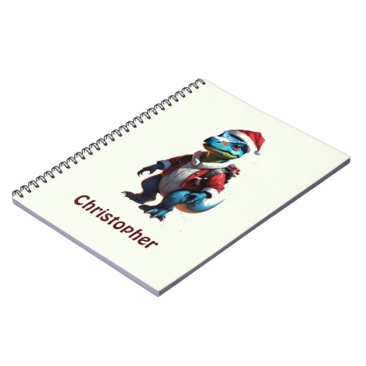 Carnet Dinosaure de Noël bleu (Côté gauche)