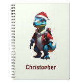 Carnet Dinosaure de Noël bleu (Devant)