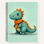 Carnet Dinosaure mignon portant une écusson orange (Devant)