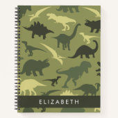 Carnet Dinosaure Motif, Dinosaur Silhouette, Votre Nom (Devant)