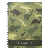 Carnet Dinosaure Motif, Dinosaur Silhouette, Votre Nom (Devant)