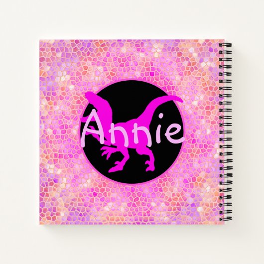 Carnet Dinosaure rose personnalisé caché (Dos)