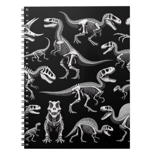 Carnet Dinosaure Skeletons Fossiles Bons Blancs (Devant)
