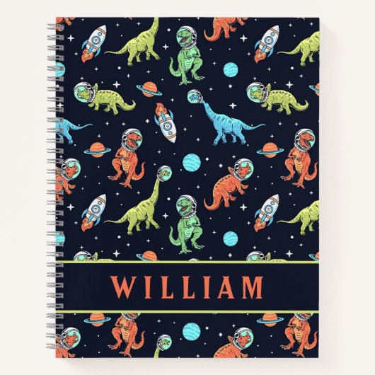 Carnet Dinosaures colorés mignons dans l'espace motif amu (Devant)