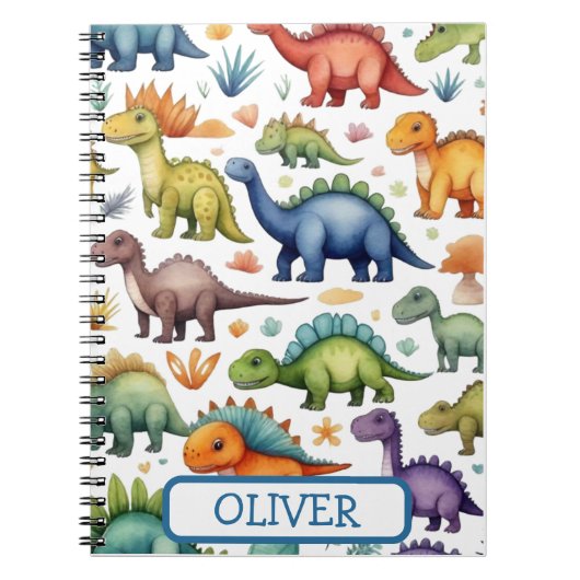 Carnet Dinosaures fantaisistes colorés mignons (Devant)