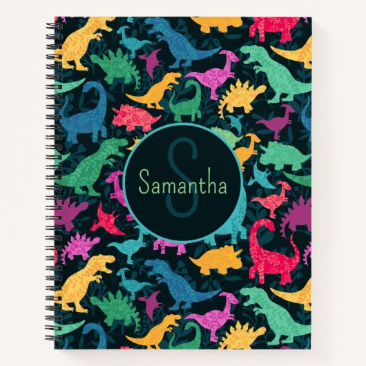 Carnet Dinosaures Silhouette Fleurie Féminine Filles (Devant)