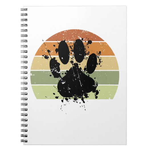 Carnet Distresse Paint Spatter Dog Empreinte de patte Ret (Devant)