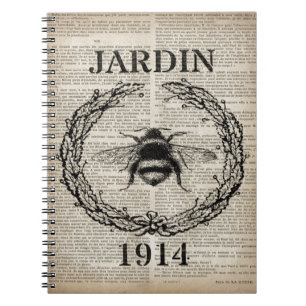 Carnet ditionary print frentry vintage bee