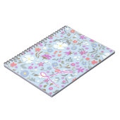 Carnet Ditsy Pop Floral Art Ciel Bleu Initial (Côté gauche)