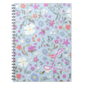Carnet Ditsy Pop Floral Art Ciel Bleu Initial (Devant)