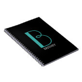 Carnet DIY Large Monogram & Name, Teal/White Text, Black (Côté Droit)
