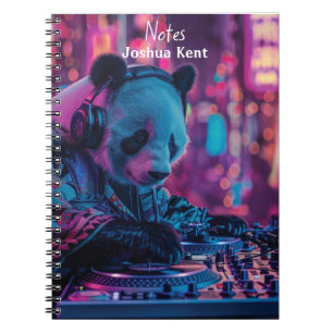 Carnet DJ Panda avec écouteurs