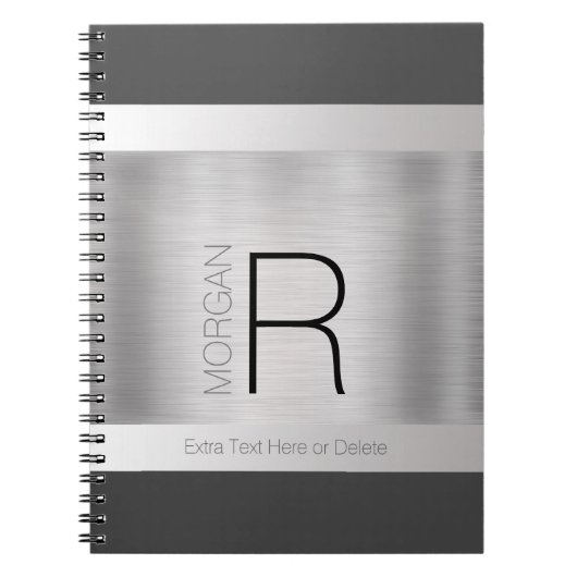 Carnet do-it-yourself Nom du monogramme, Texte gris noir, (Devant)