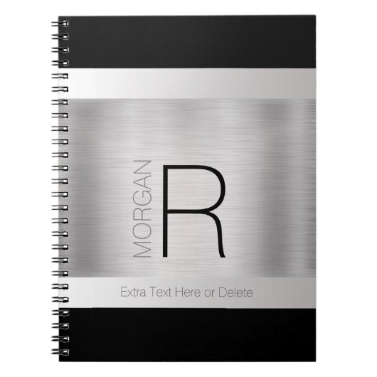 Carnet do-it-yourself Nom du monogramme, Texte gris noir, (Devant)