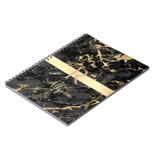 Carnet do-it-yourself Nom & Monogramme, Barre Or, Marbre  (Côté gauche)