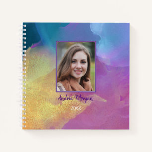 Carnet do-it-yourself photo/nom/année/Gold Blue & Purple
