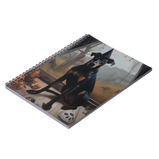 Carnet Doberman Citrouille Halloween effroi (Côté gauche)