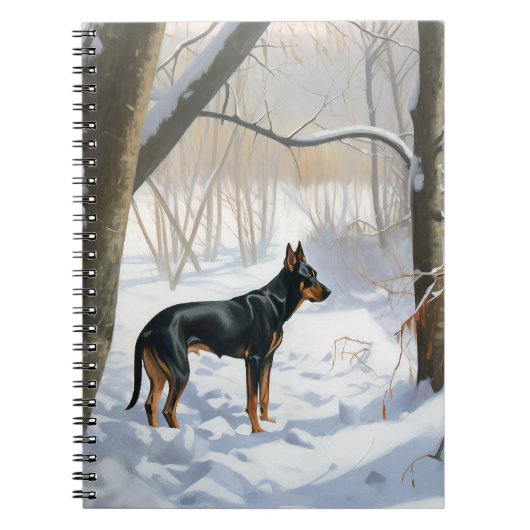Carnet Doberman Pinscher Laissez Tomber Neige Noël (Devant)